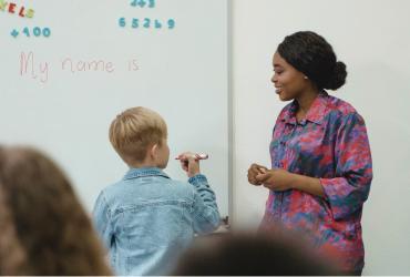 Student in front of class